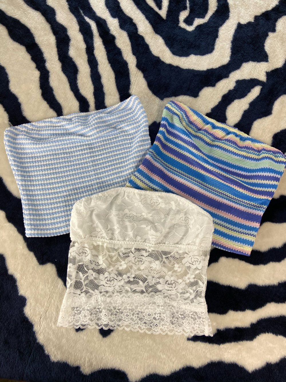 Bundle 3 SHEIN Tube Tops Strapless Small S Striped Lace